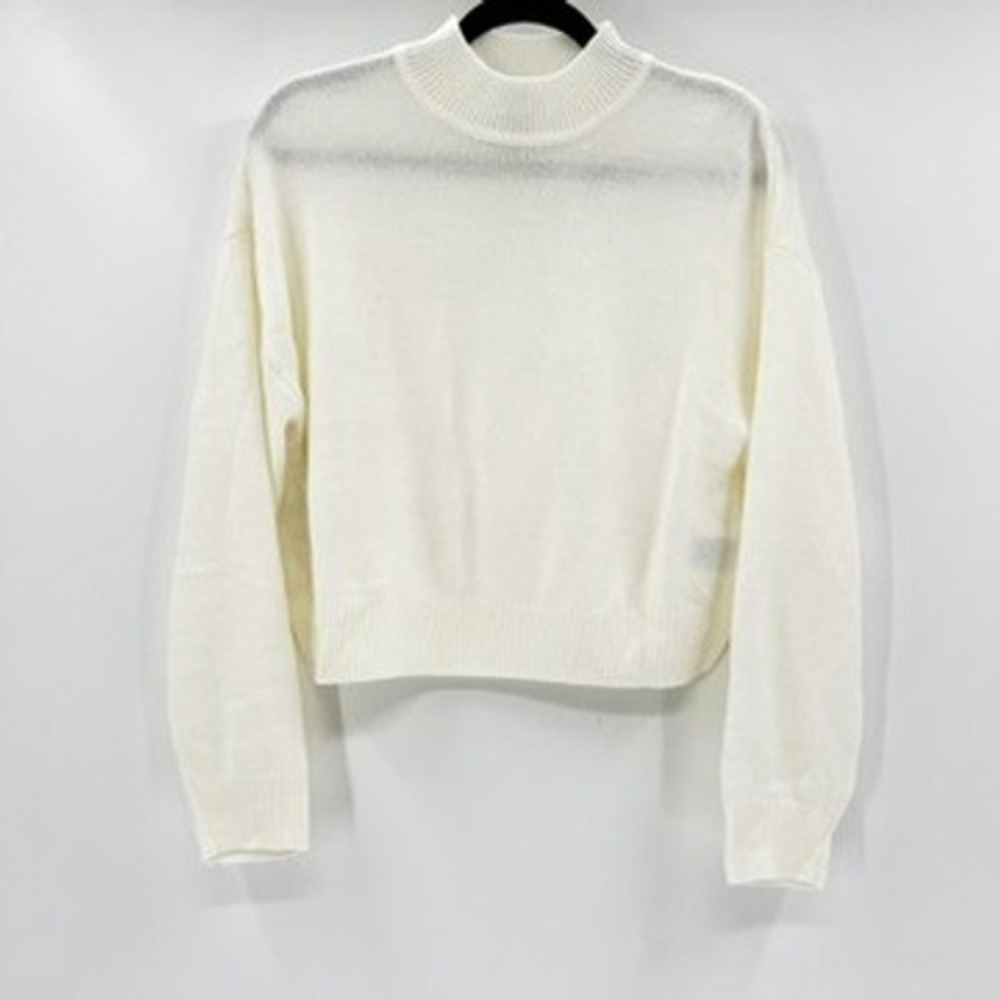 H&M Divided Cream Mock Neck Cropped Sweater Women's Size‎ S